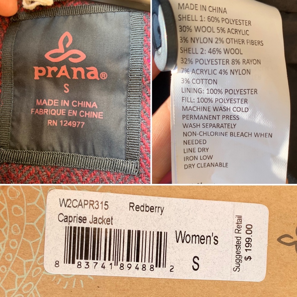 Prana convertible quilted wool Caprise jacket - Picture 16 of 16